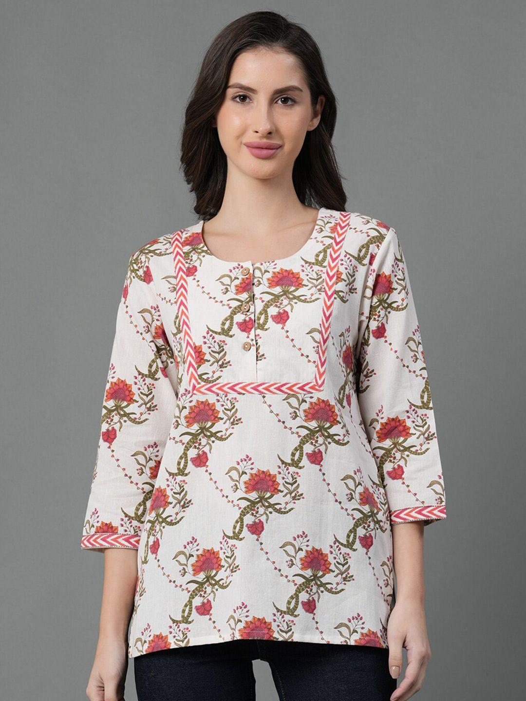 mode by red tape floral printed cotton a-line top