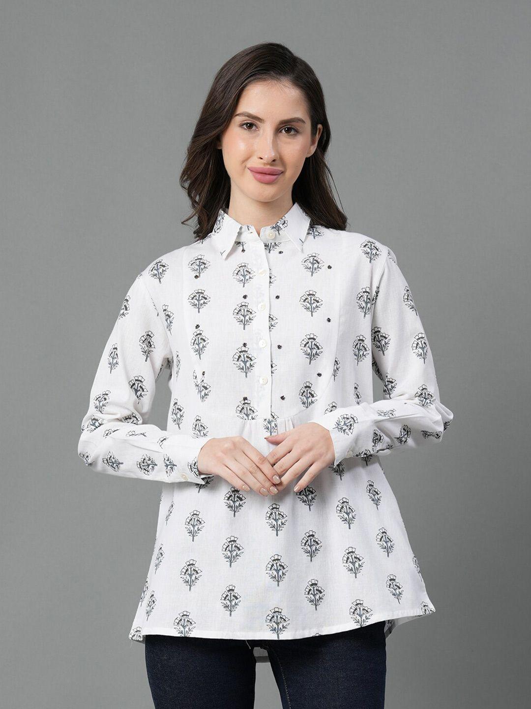 mode by red tape floral printed pure cotton blouson top