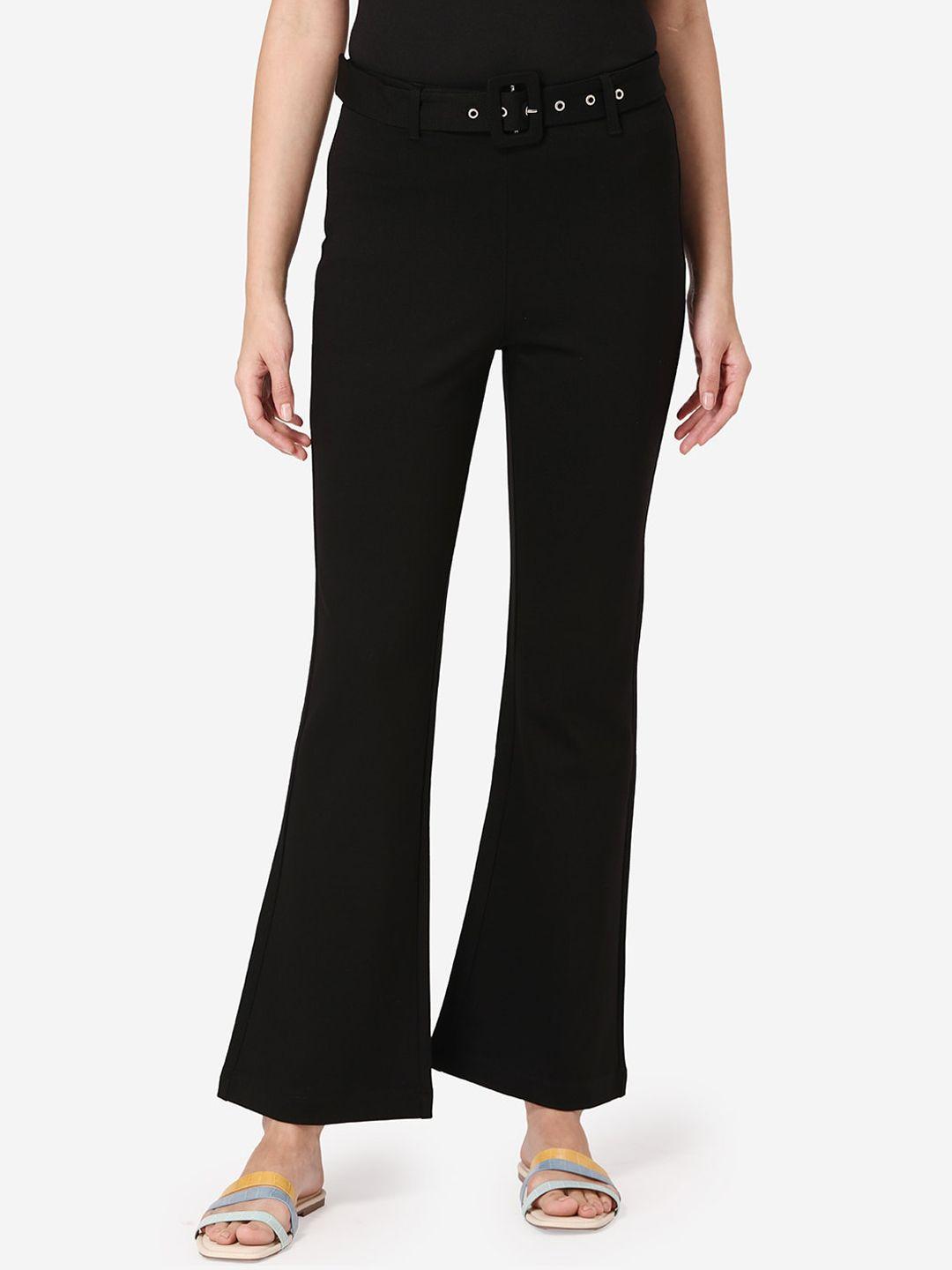 mode by red tape women black flared bootcut trousers