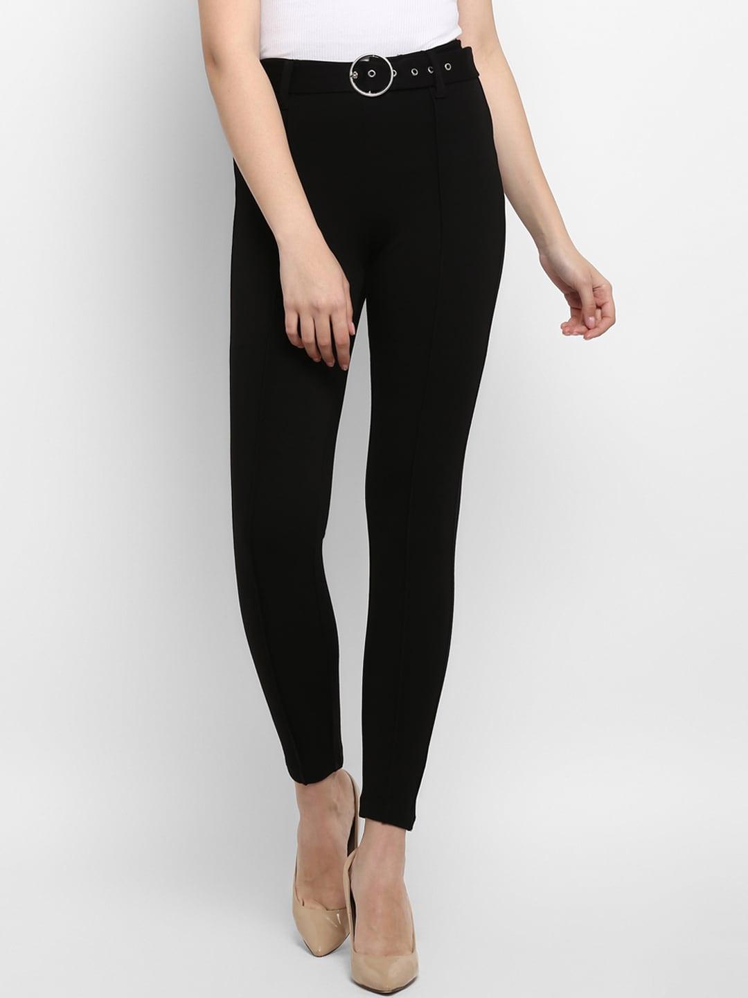mode by red tape women black solid slim-fit jeggings