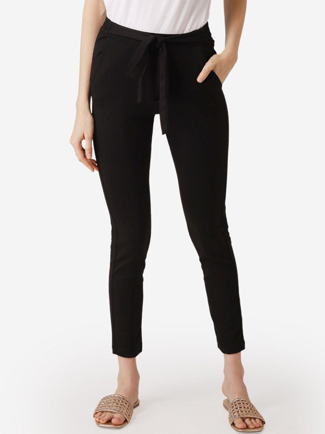 mode by red tape women black solid treggings