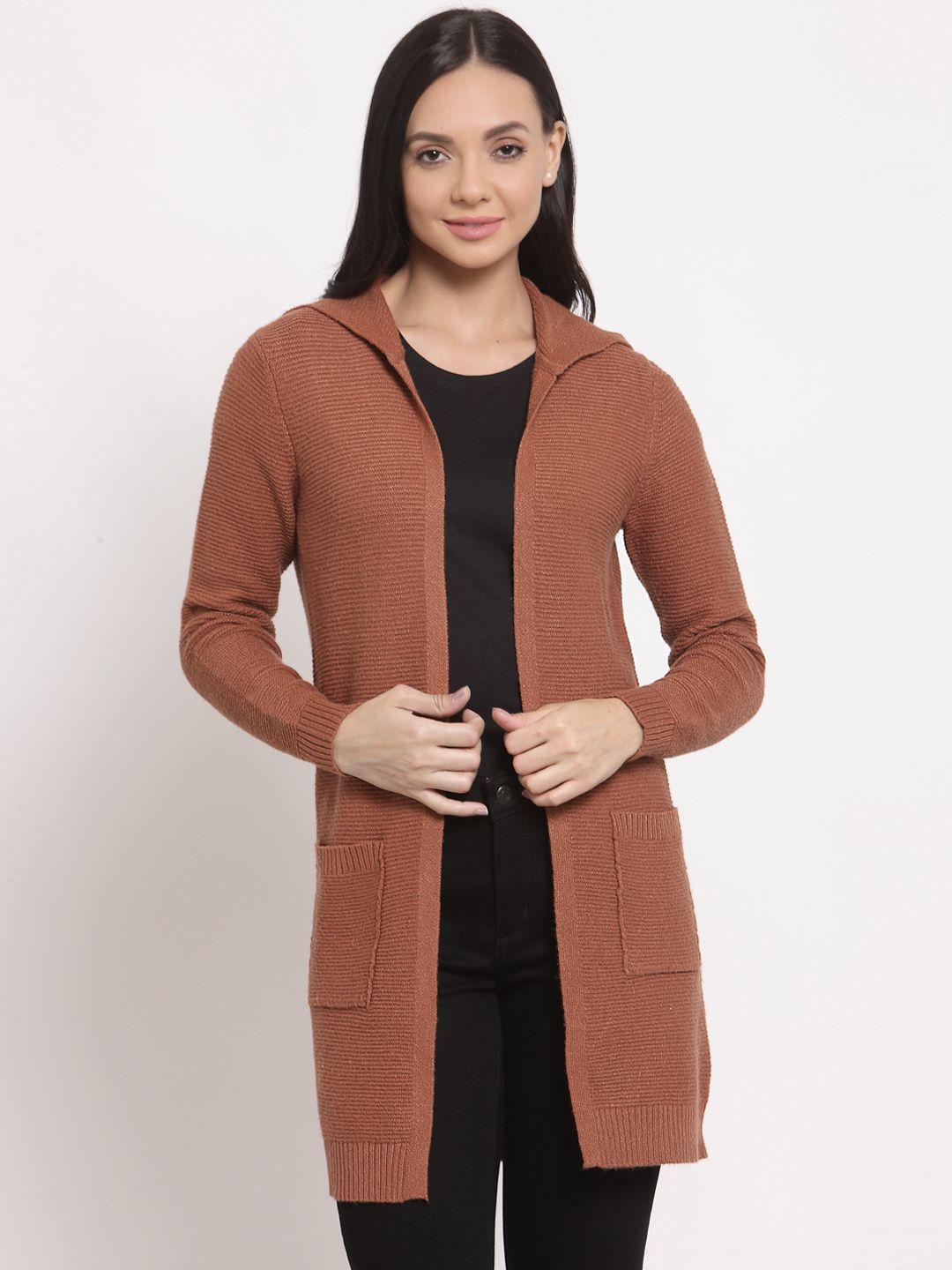 mode by red tape women brown self design sweater