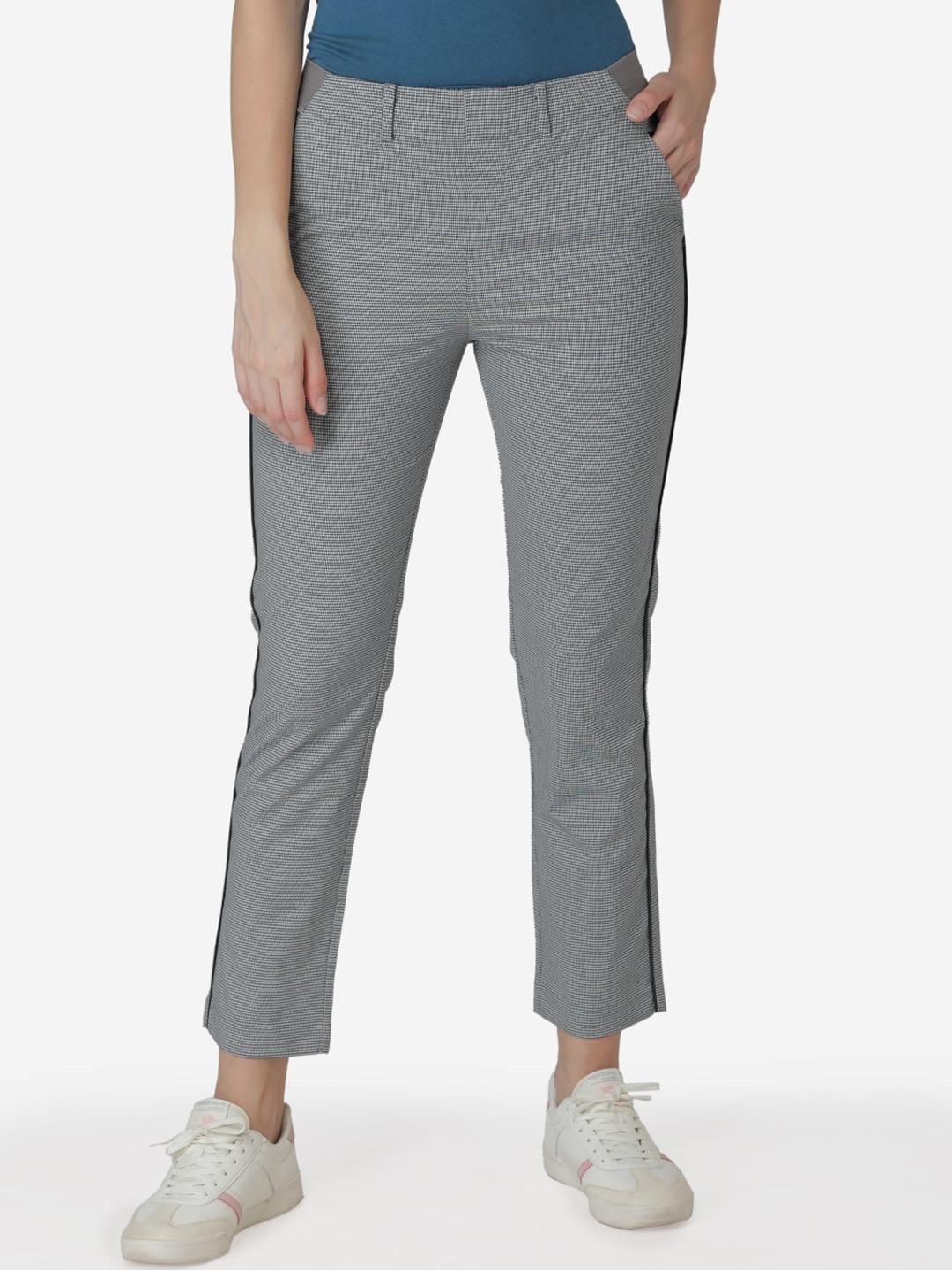 mode by red tape women grey skinny fit self design regular trousers