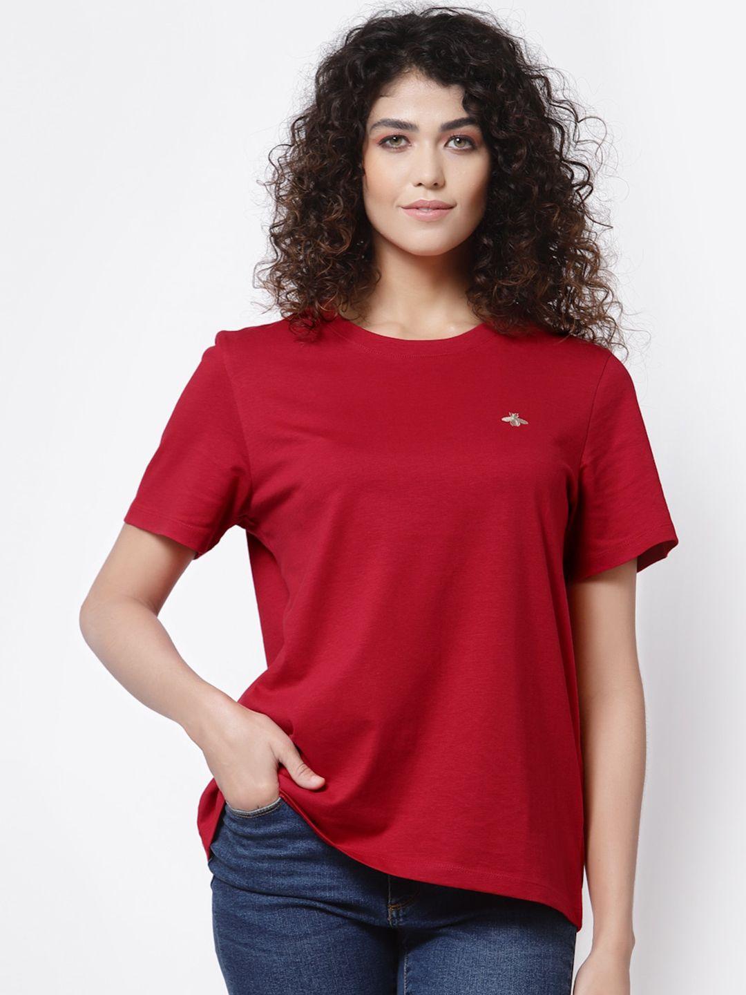 mode by red tape women red pure cotton t-shirt