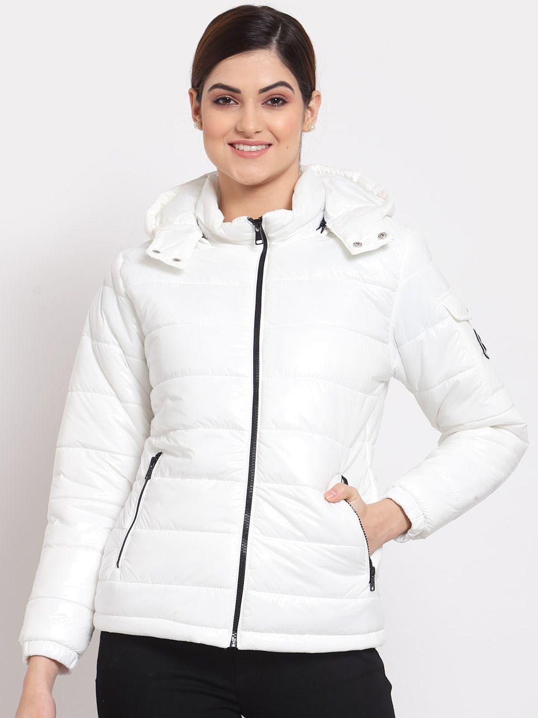 mode by red tape women white hooded padded jacket