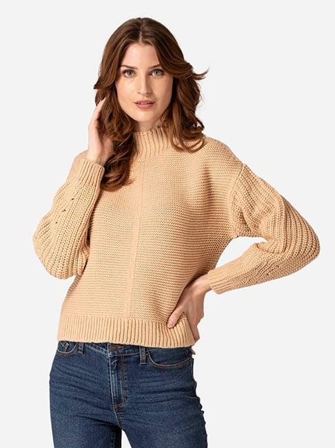 mode by red tape beige full sleeves sweater