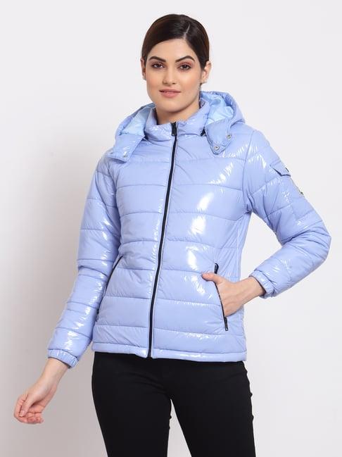 mode by red tape blue hooded puffer jacket