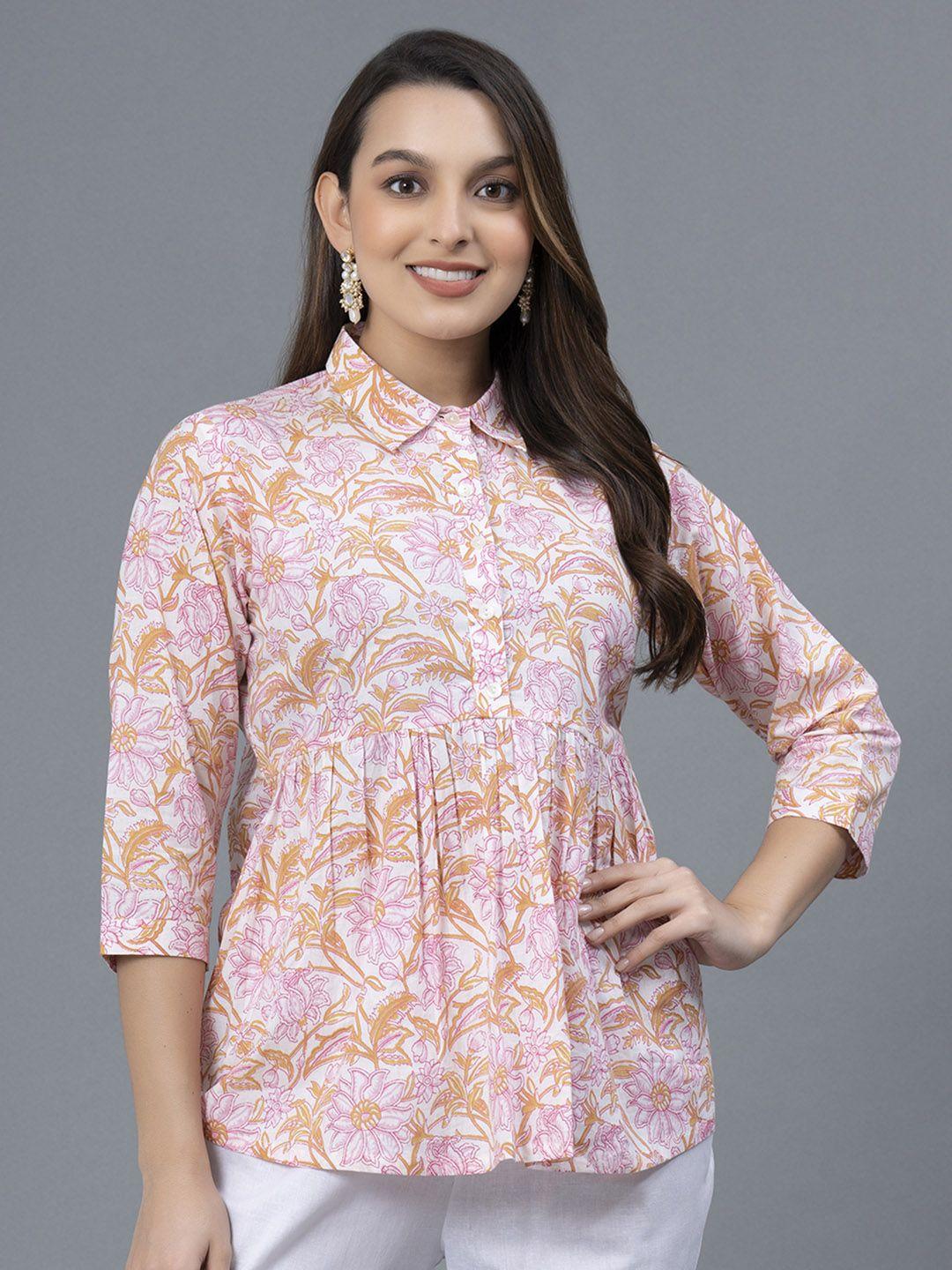 mode by red tape floral print pure cotton shirt style top