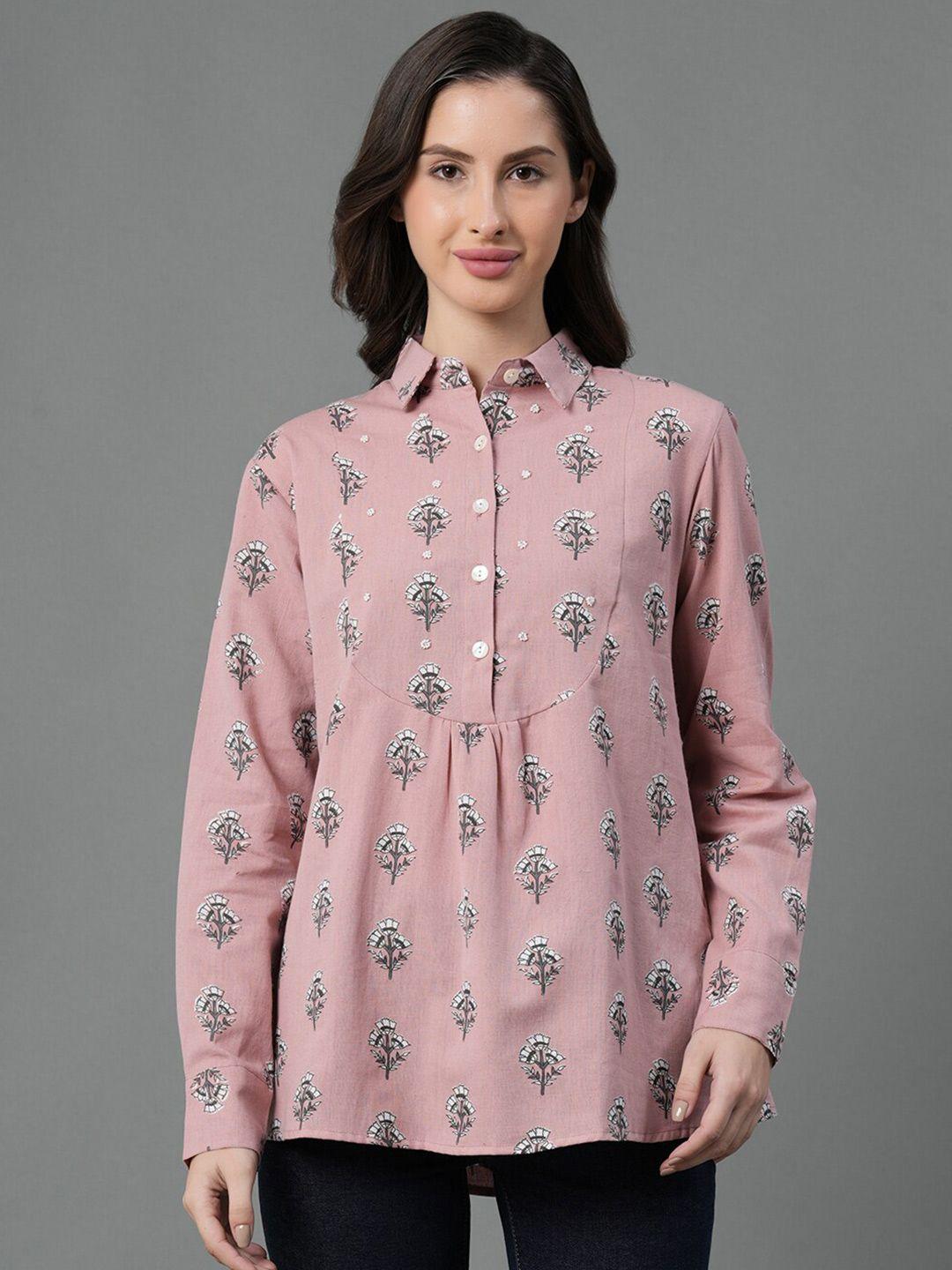 mode by red tape floral printed cotton shirt style top