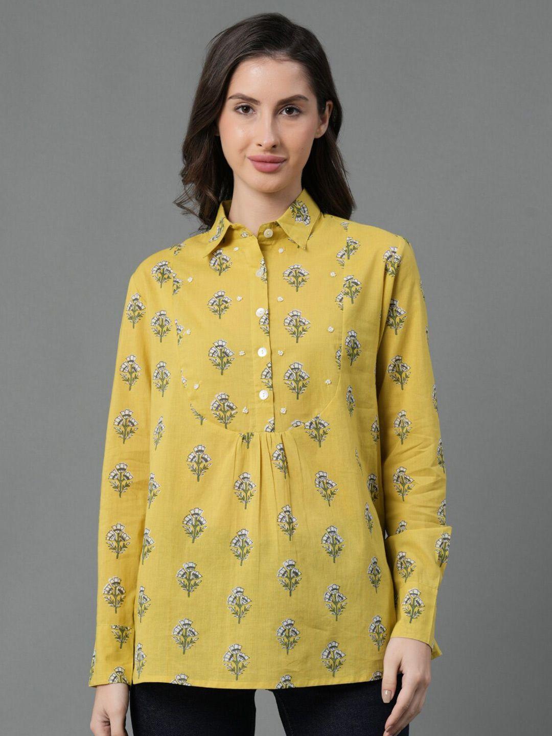 mode by red tape floral printed pure cotton shirt style top