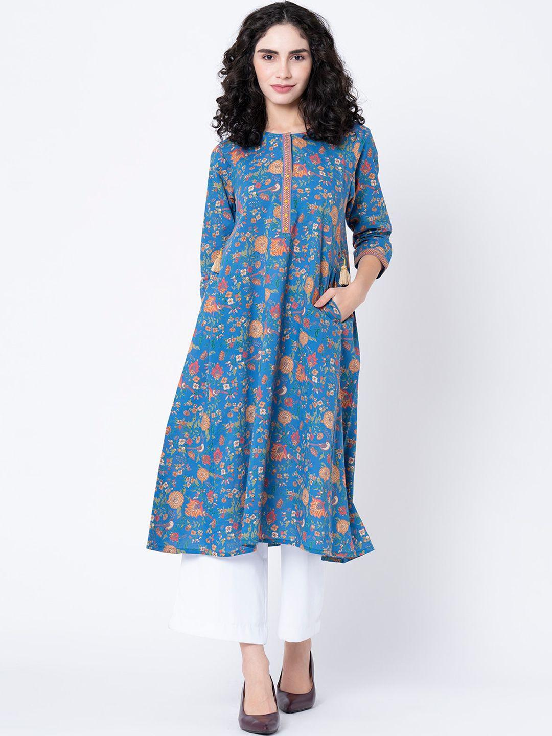 mode by red tape women blue floral printed kurta
