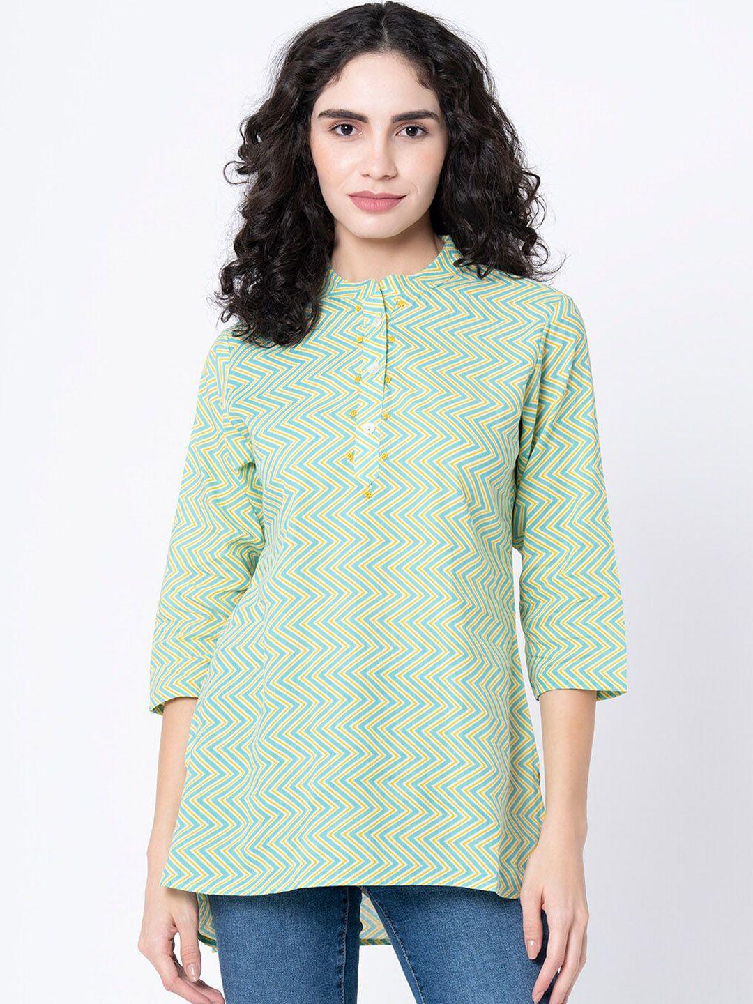 mode by red tape women green geometric print kurta