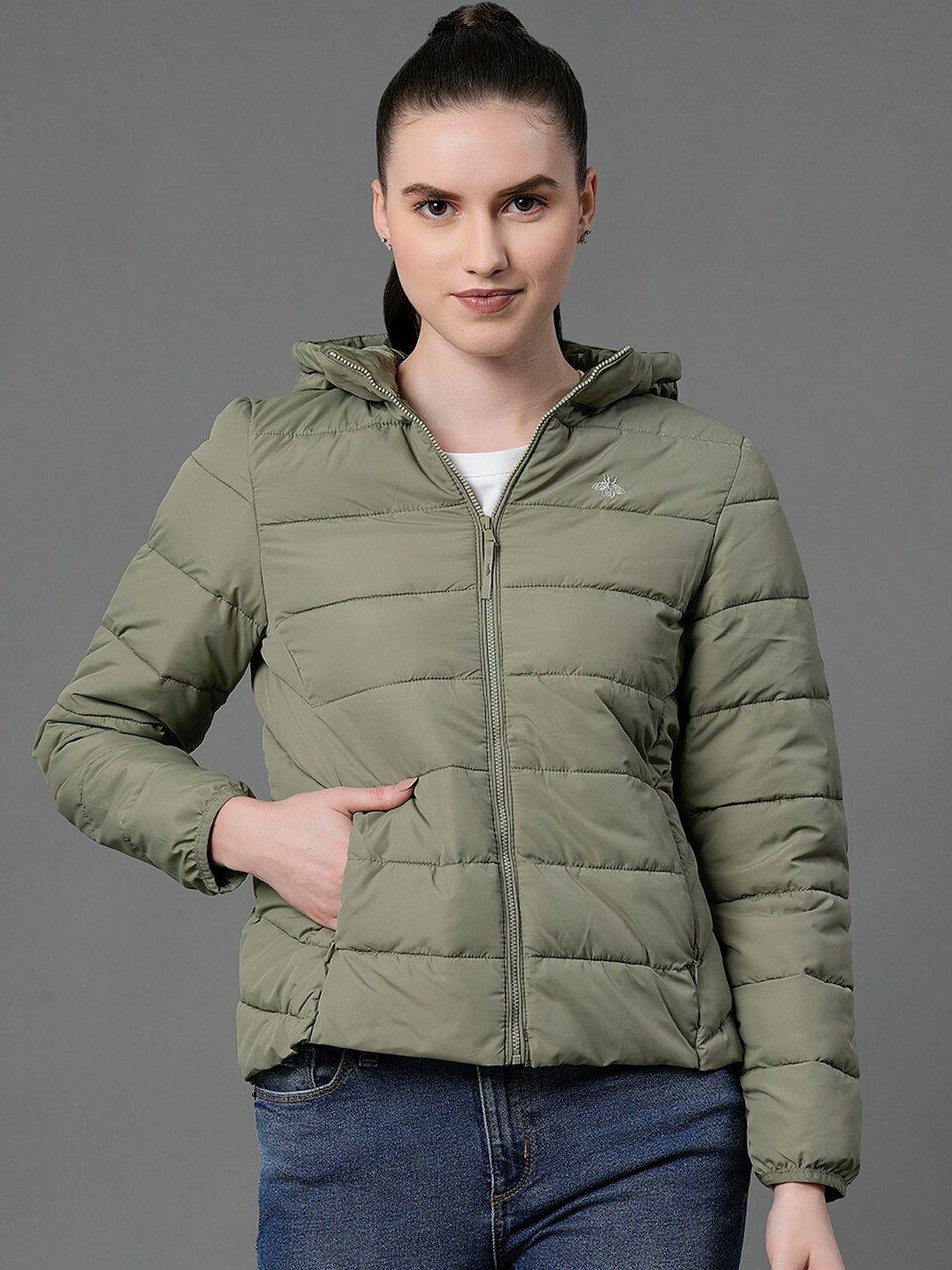 mode by red tape women green padded jacket