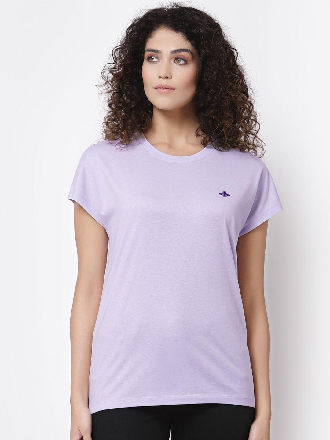 mode by red tape women lavender pure cotton t-shirt