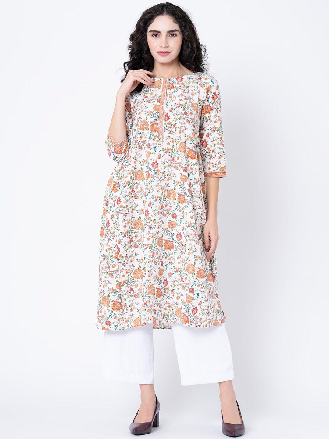 mode by red tape women off white floral printed  kurta