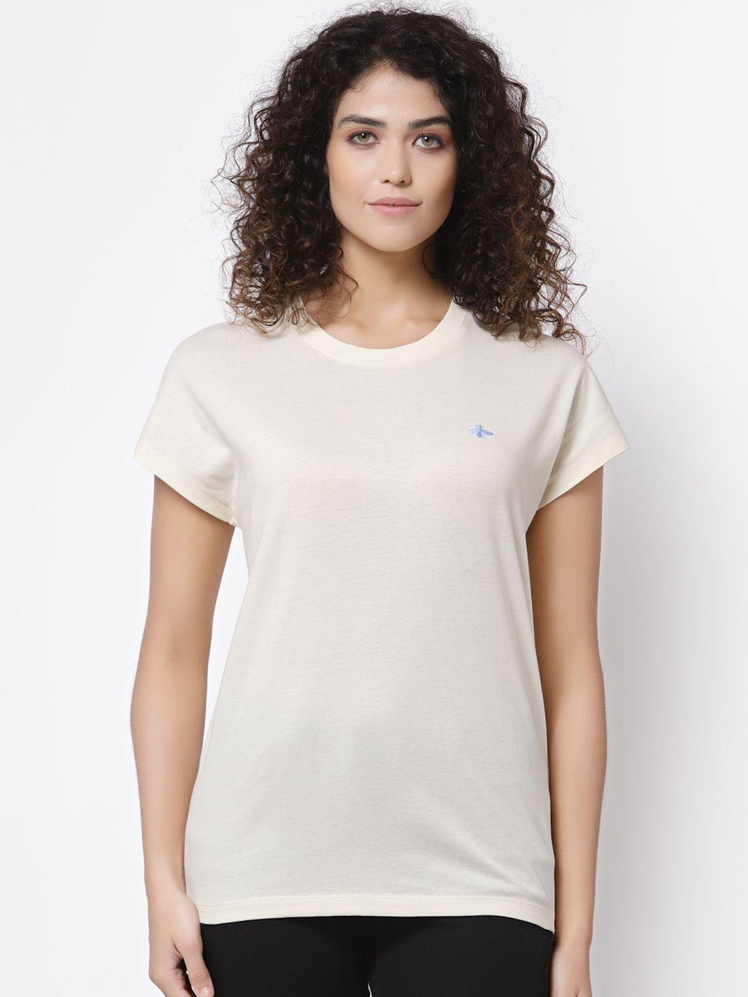mode by red tape women off white pure cotton t-shirt
