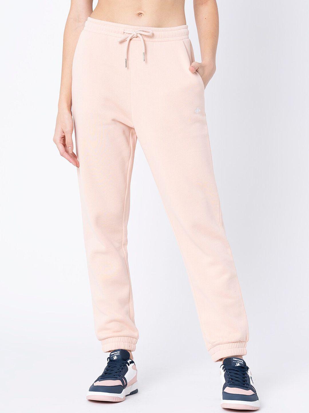 mode by red tape women peach coloured solid joggers