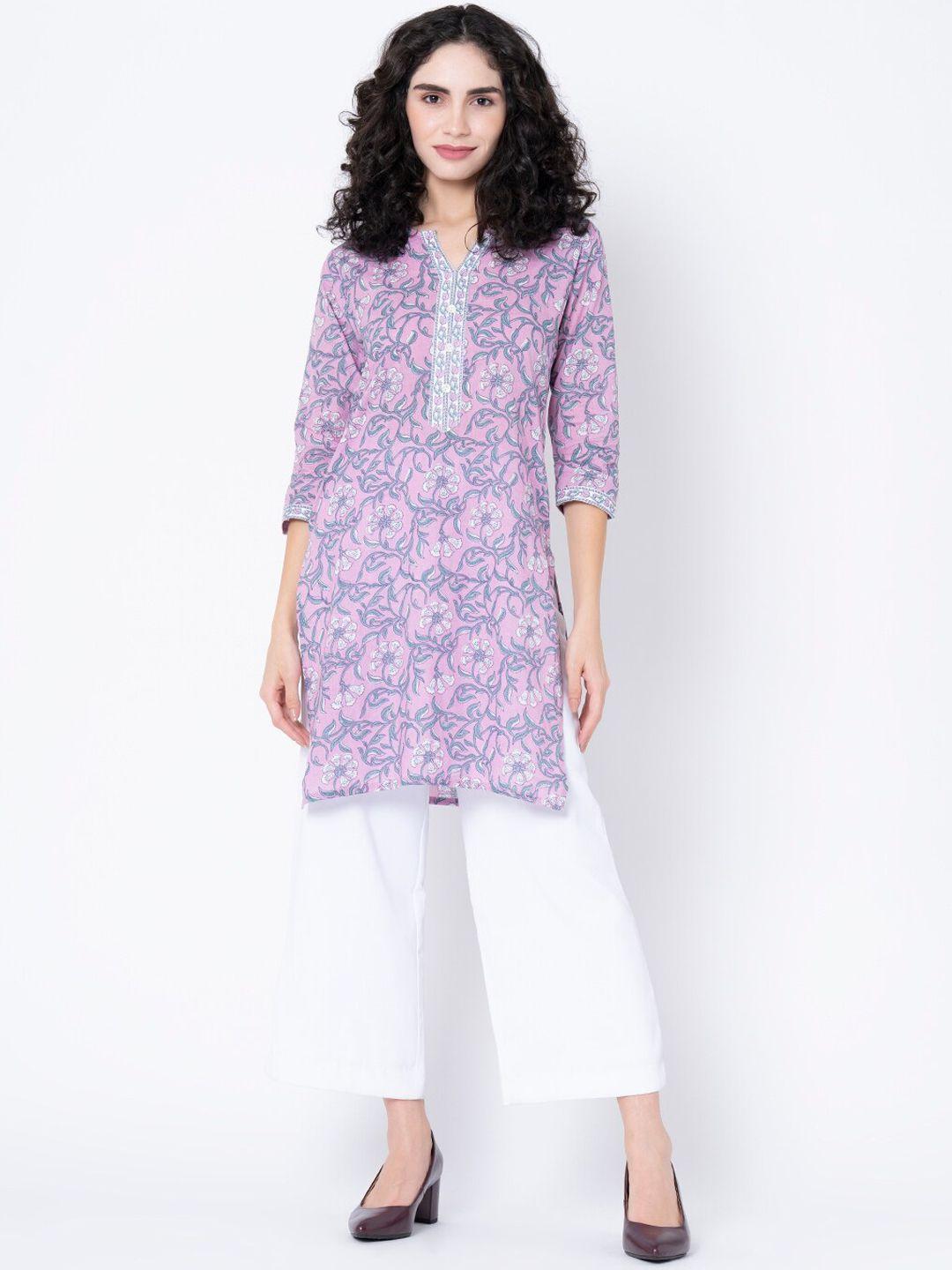 mode by red tape women pink floral printed  kurta