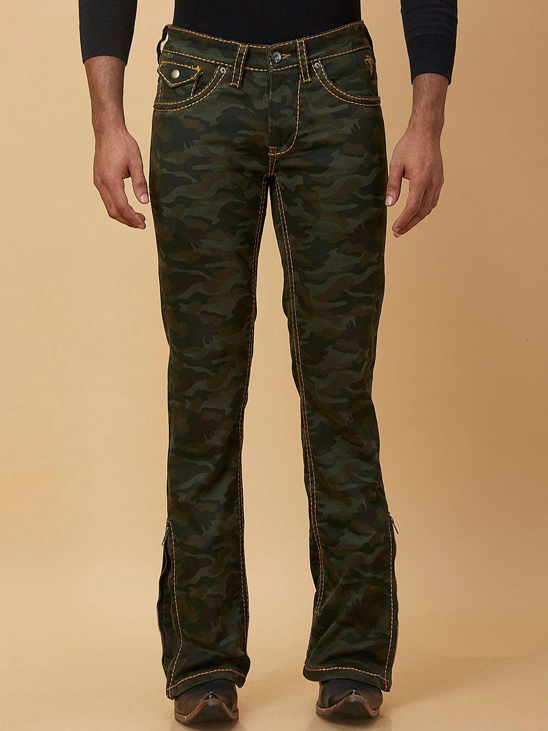 mode de base men bootcut camouflage printed cotton jeans