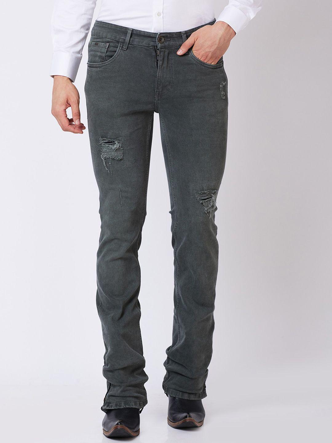 mode de base men bootcut low-rise mildly distressed light fade stretchable jeans