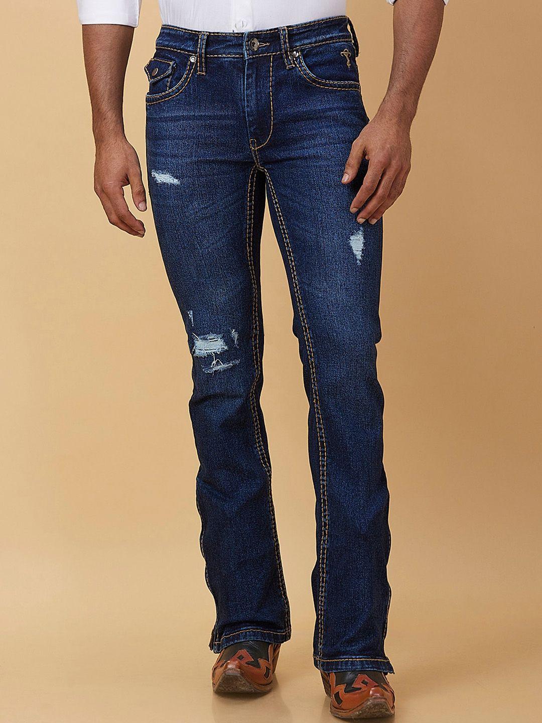 mode de base men bootcut mildly distressed light fade cotton jeans