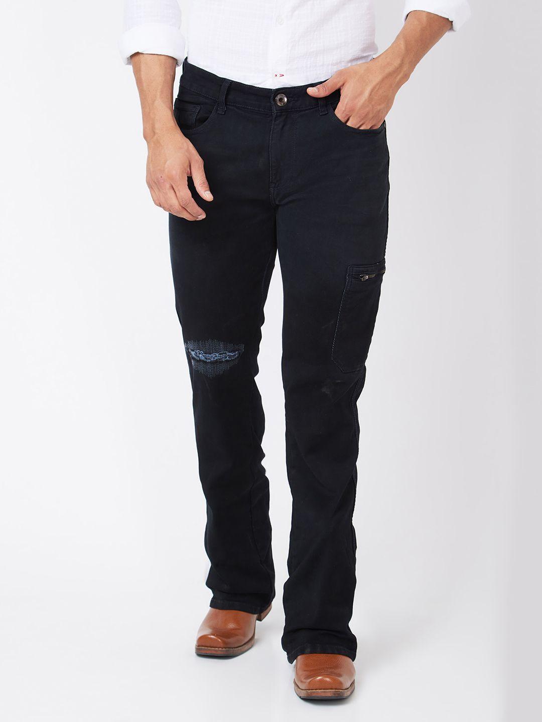 mode de base men ripped mildly distressed stretchable bootcut jeans