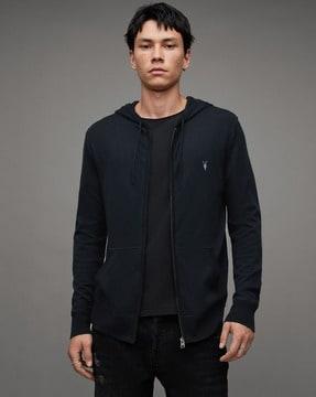 mode merino wool slim fit zip-up hoodie