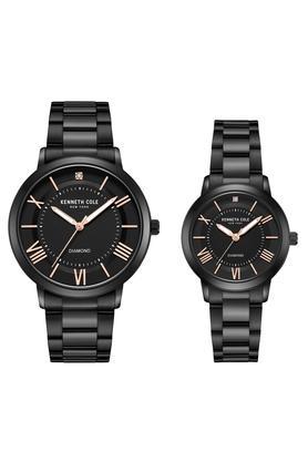 modern classic 41 mm black dial stainless steel analogue watch for couple -