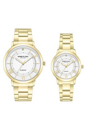 modern classic 41 mm white dial stainless steel analogue watch for couple -
