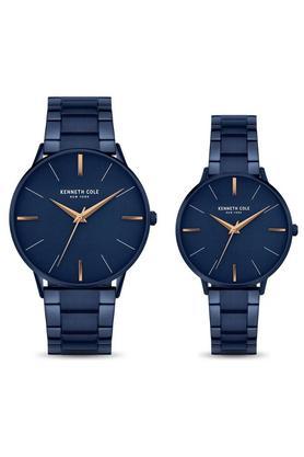 modern classic 42 mm blue dial stainless steel analogue watch for couple - nekcwgg2656202pap