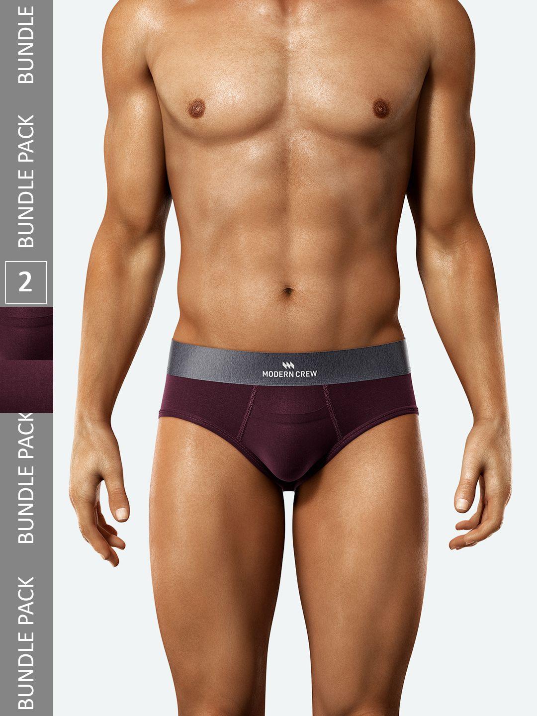 modern crew men burgundy anti- microbial basic briefs