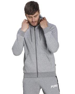 modern basics zip-front hooded sweatshirt