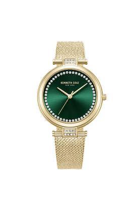 modern classic 34 mm green dial stainless steel analog watch for women