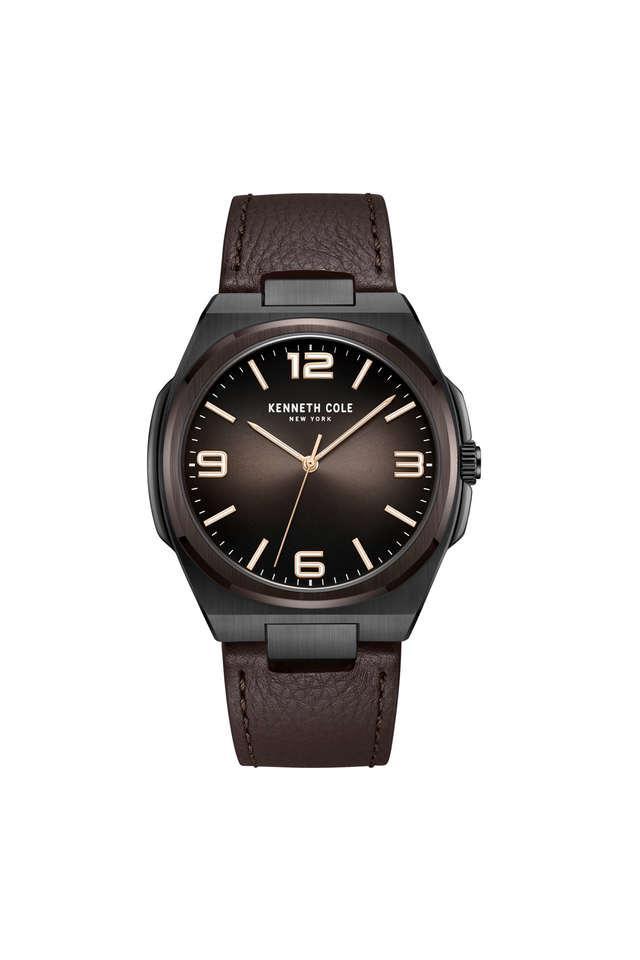 modern classic 43 mm brown dial genuine leather analog watch for men