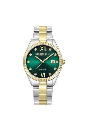 modern classic-diamond 36 mm green dial stainless steel analog watch for women - kcwlh0026903ld