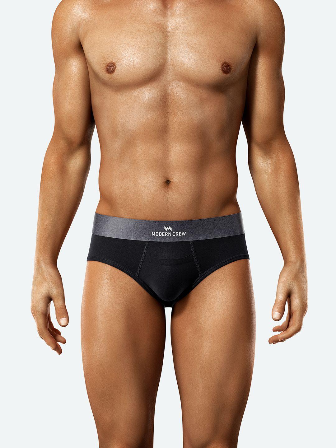 modern crew men black anti- microbial basic briefs