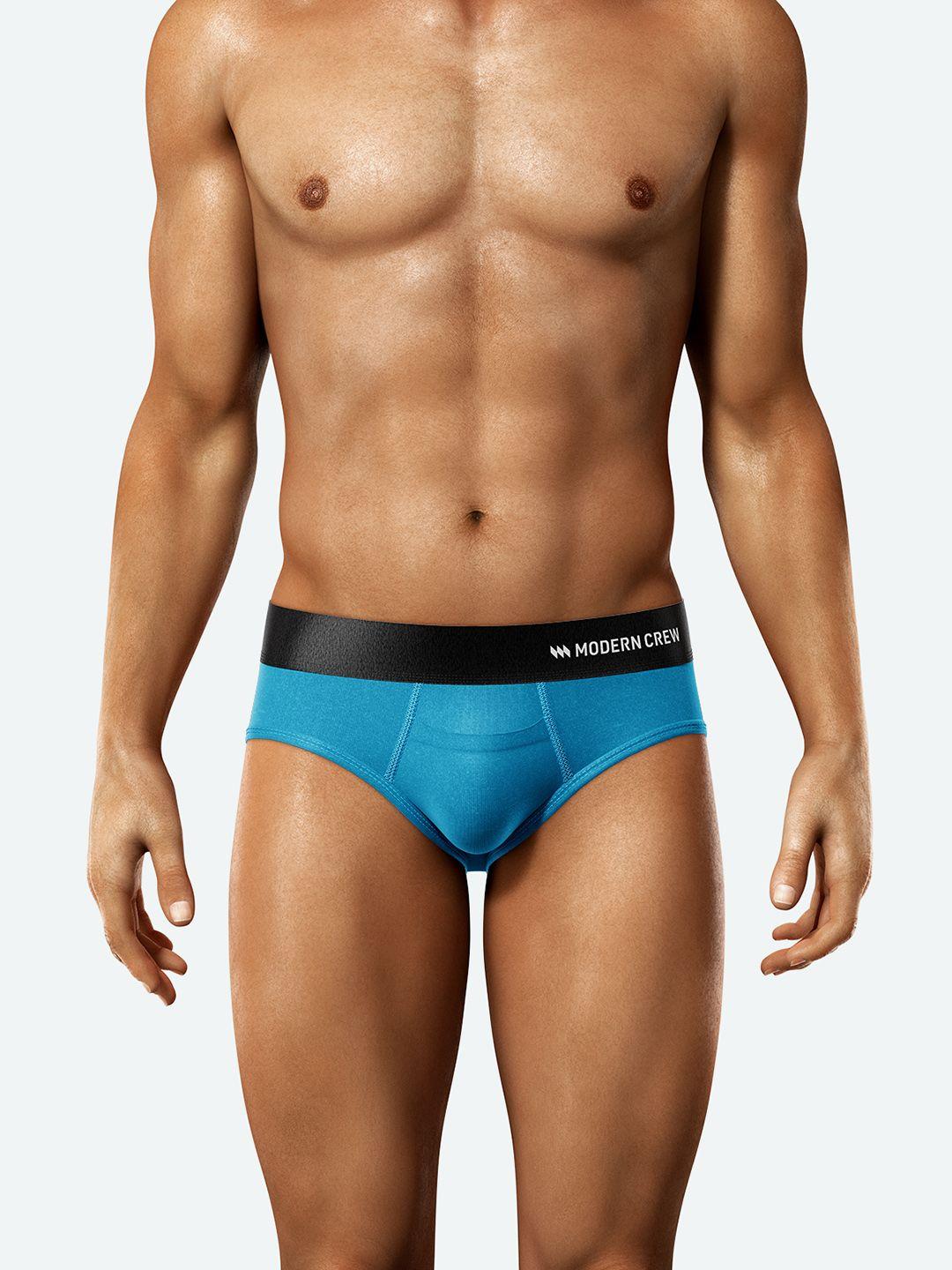 modern crew men blue anti- microbial basic briefs