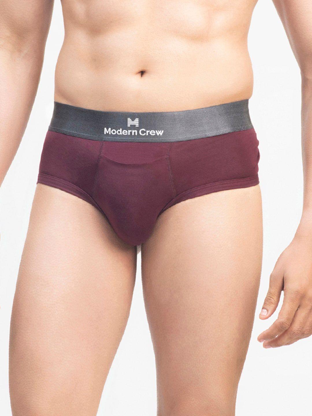 modern crew men burgundy solid next skin ultrasoft micromodal basic briefs mcmb001