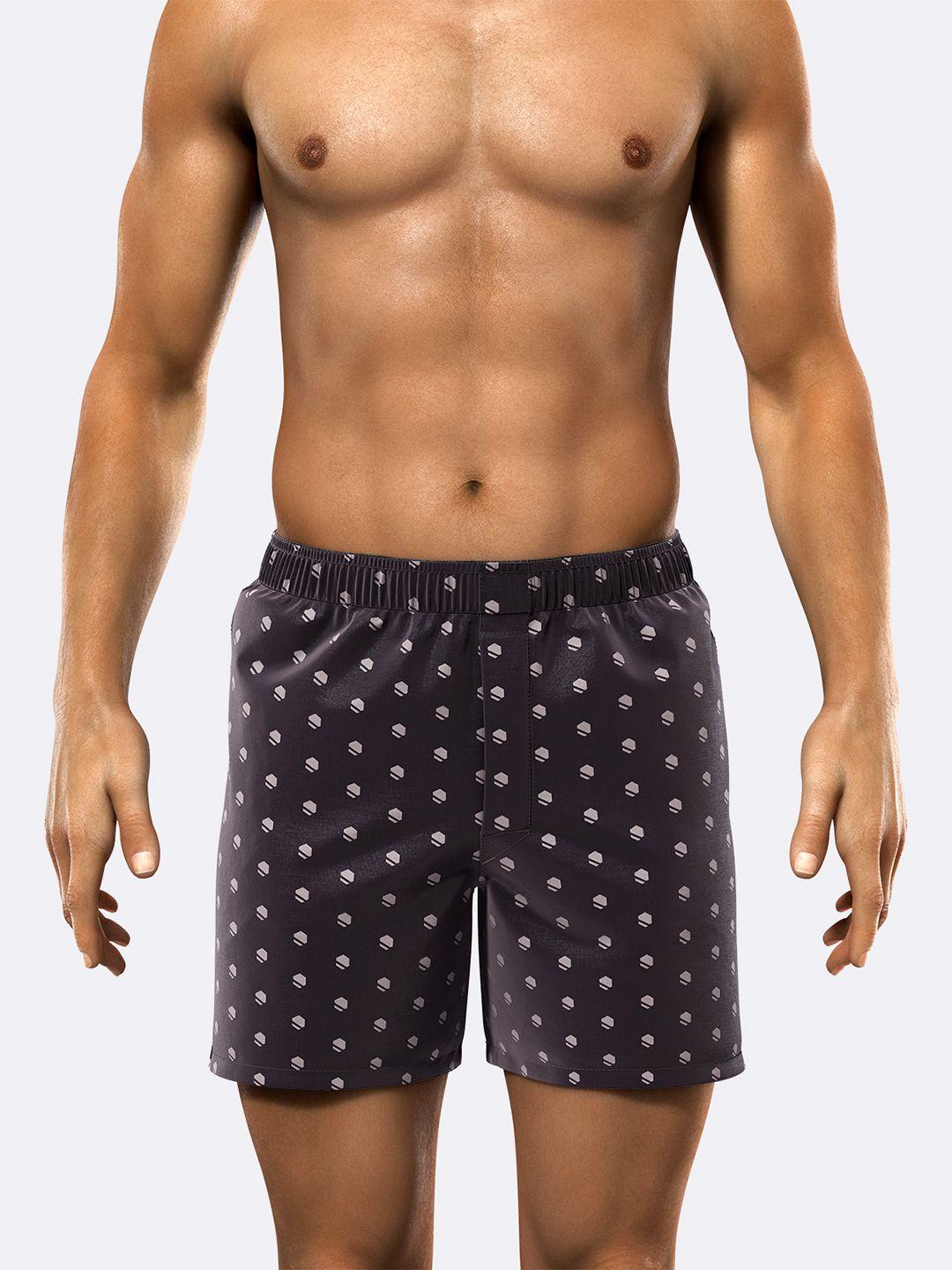 modern crew men grey & white printed pure cotton boxers