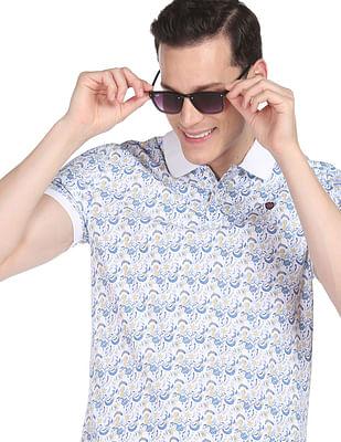 modern floral print polo shirt