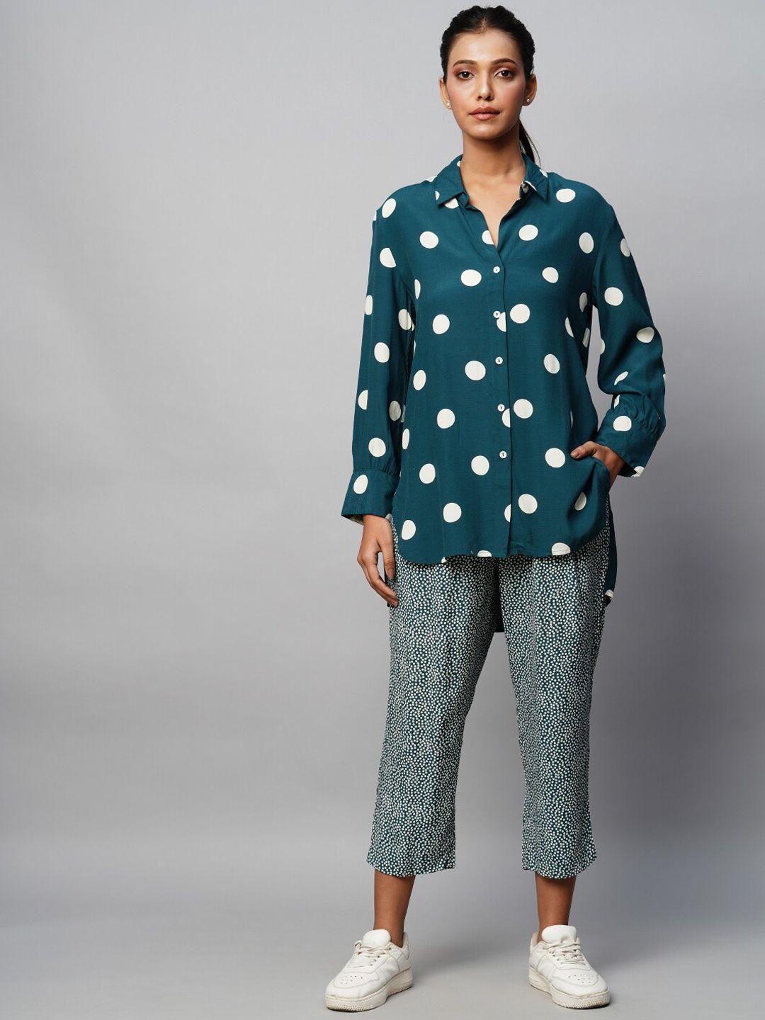modern indian by chemistry polka dot printed shirt with trousers