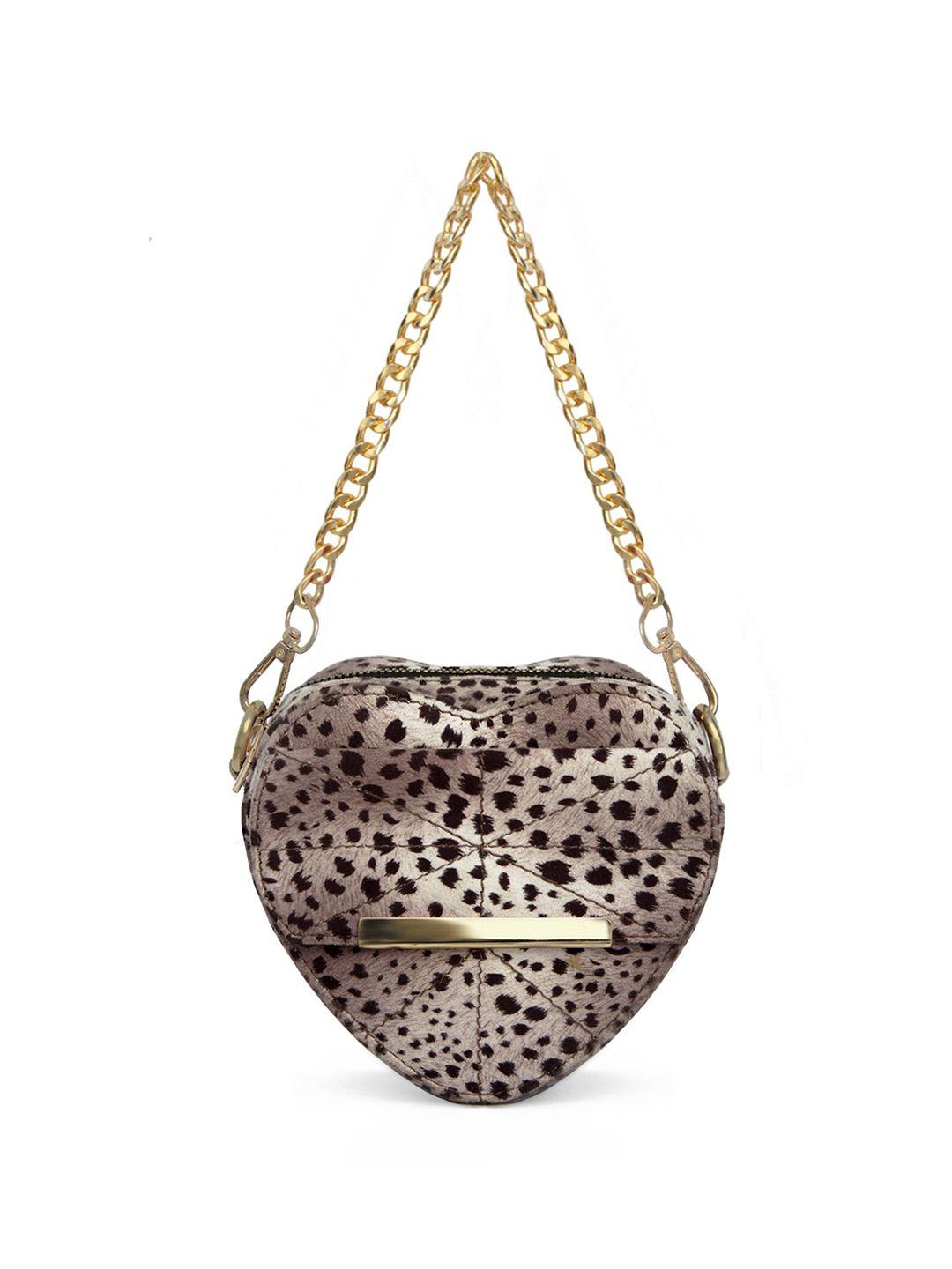 modern myth abstract printed heart shaped structured sling bag