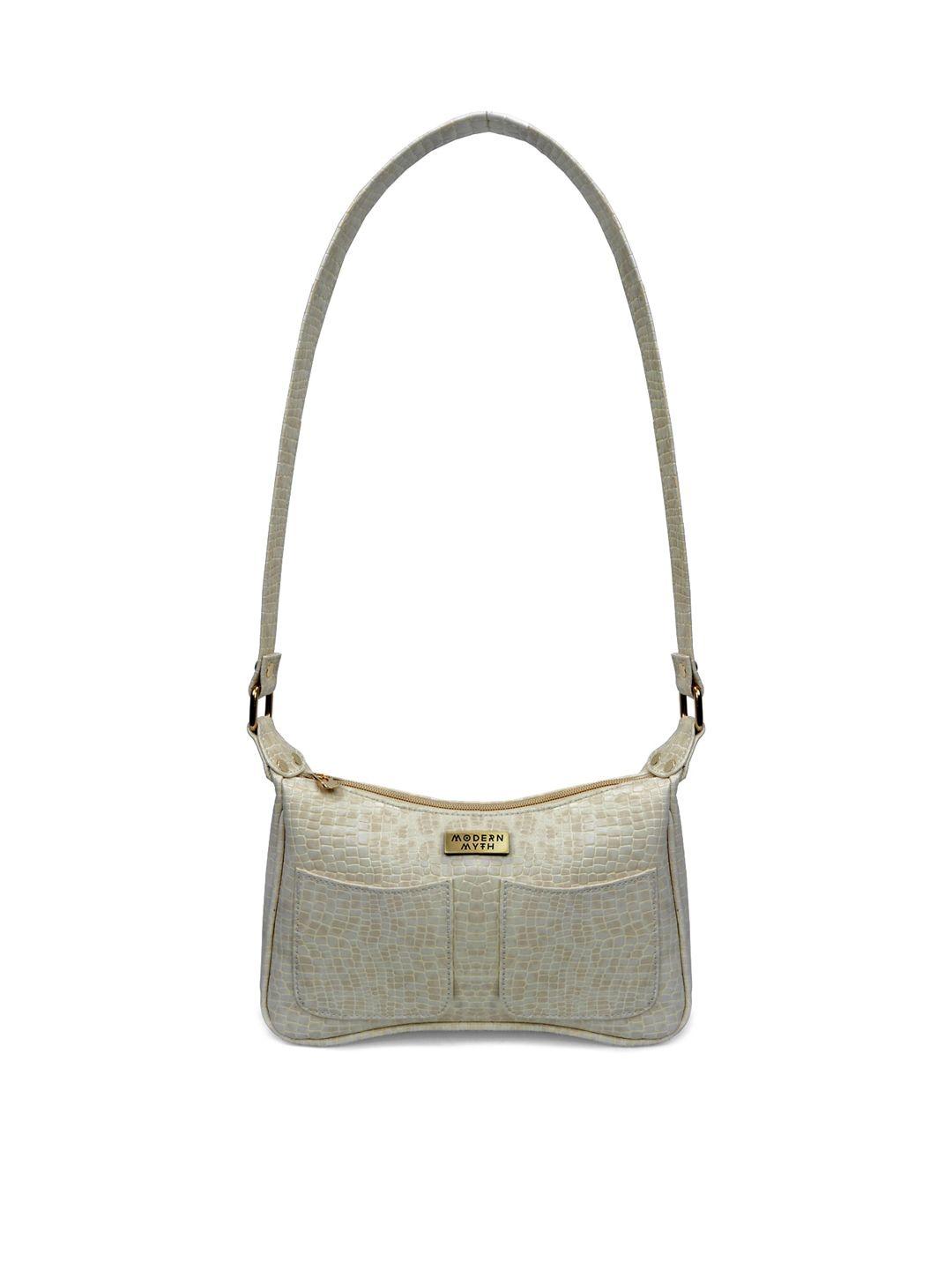 modern myth beige textured structured shoulder bag