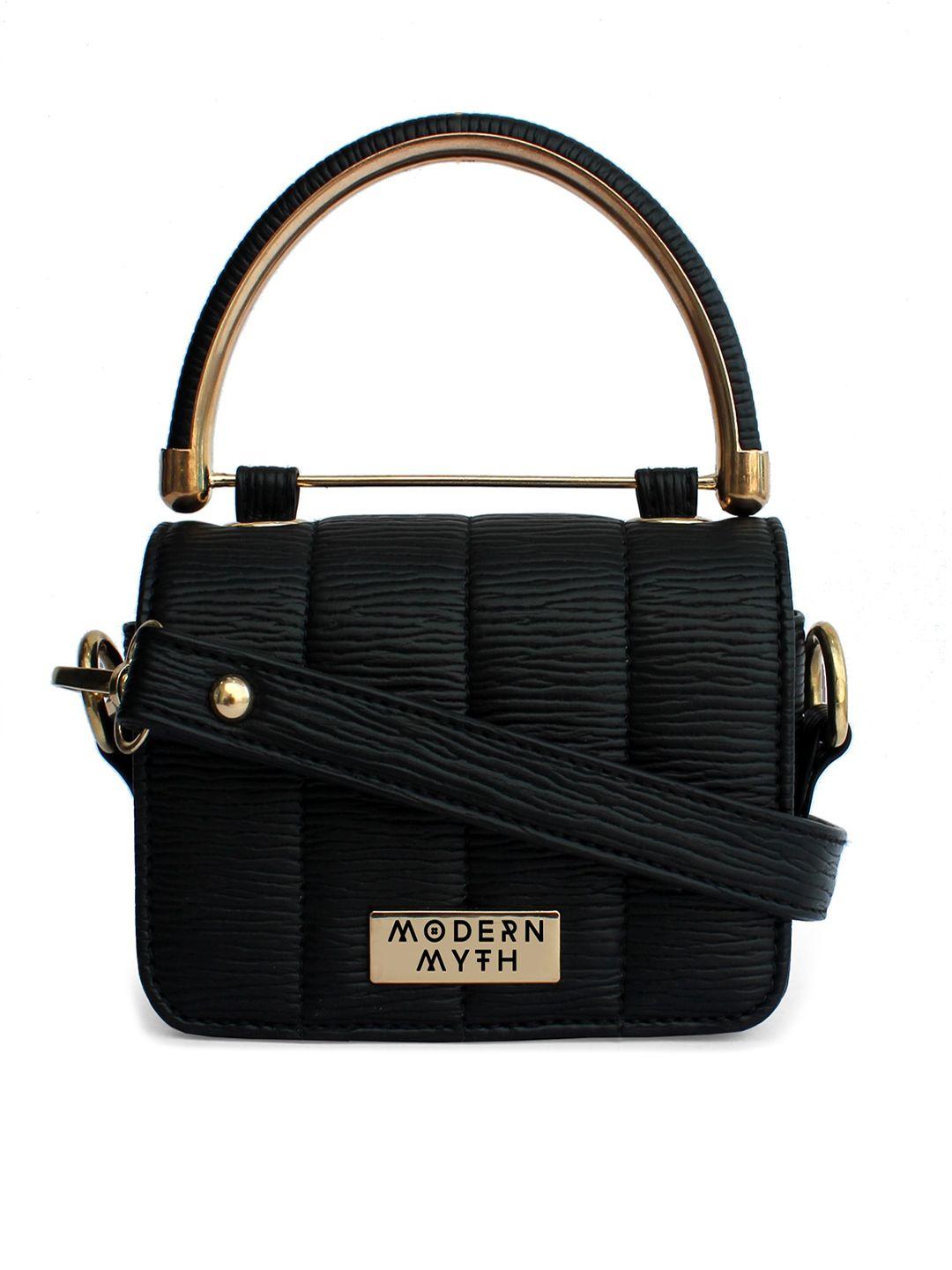 modern myth black textured structured handheld bag