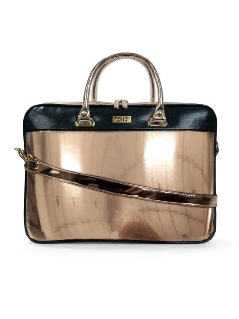 modern myth golden large laptop handbag