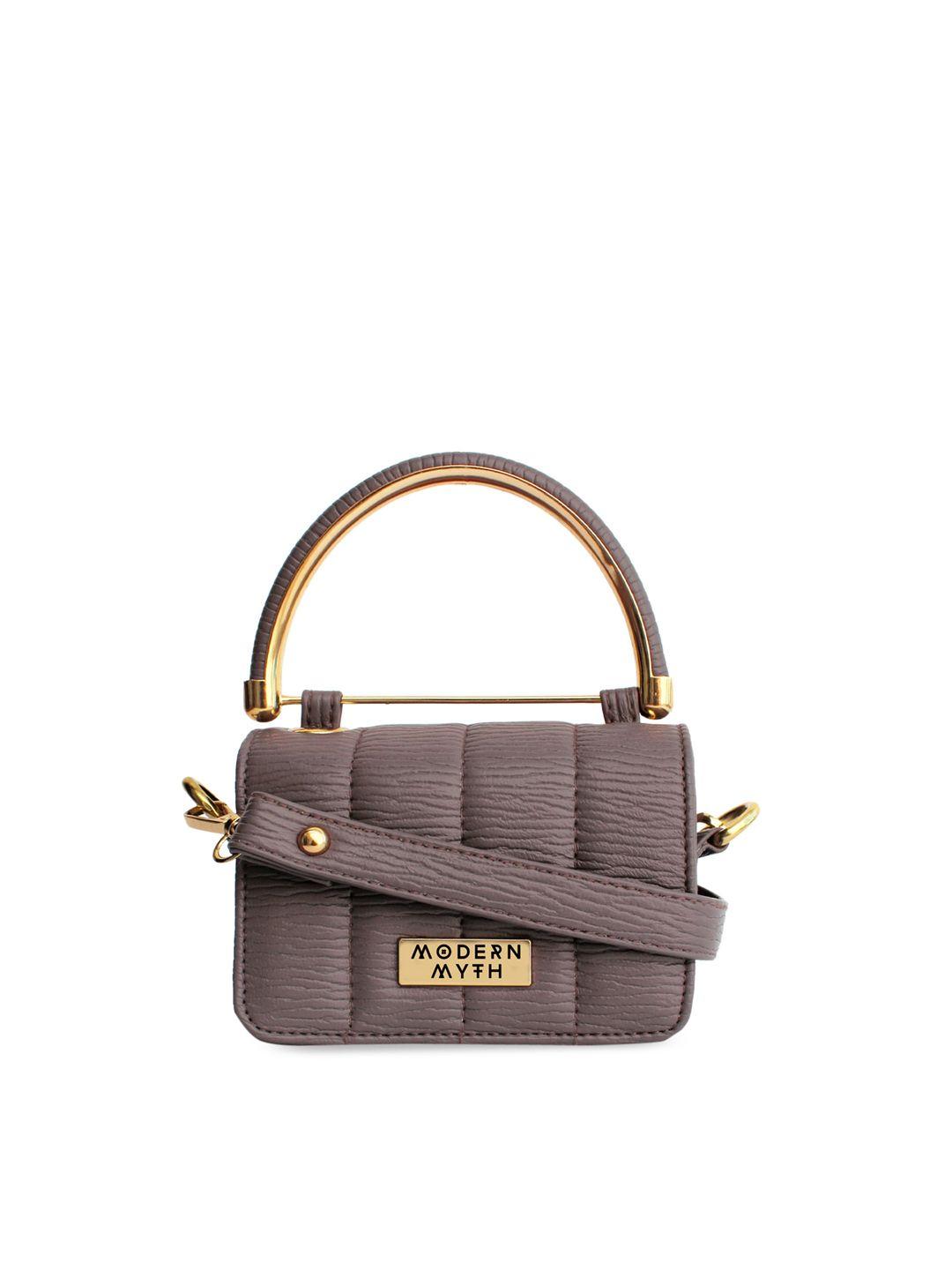 modern myth grey textured structured handheld bag with quilted