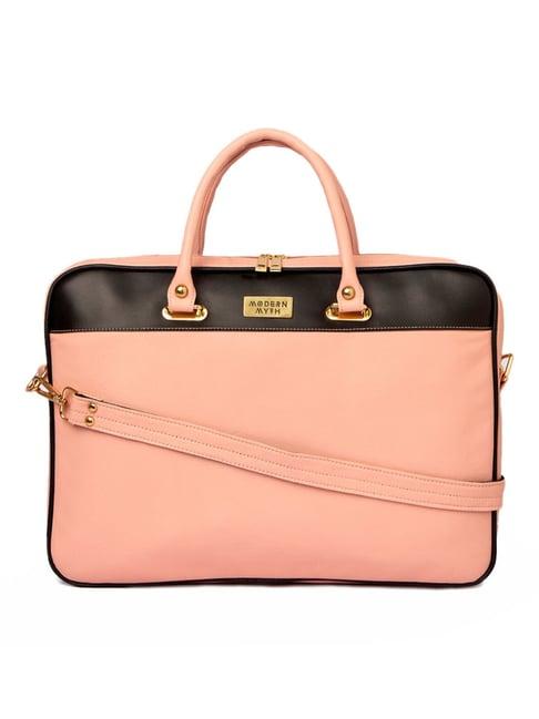 modern myth peach large laptop handbag