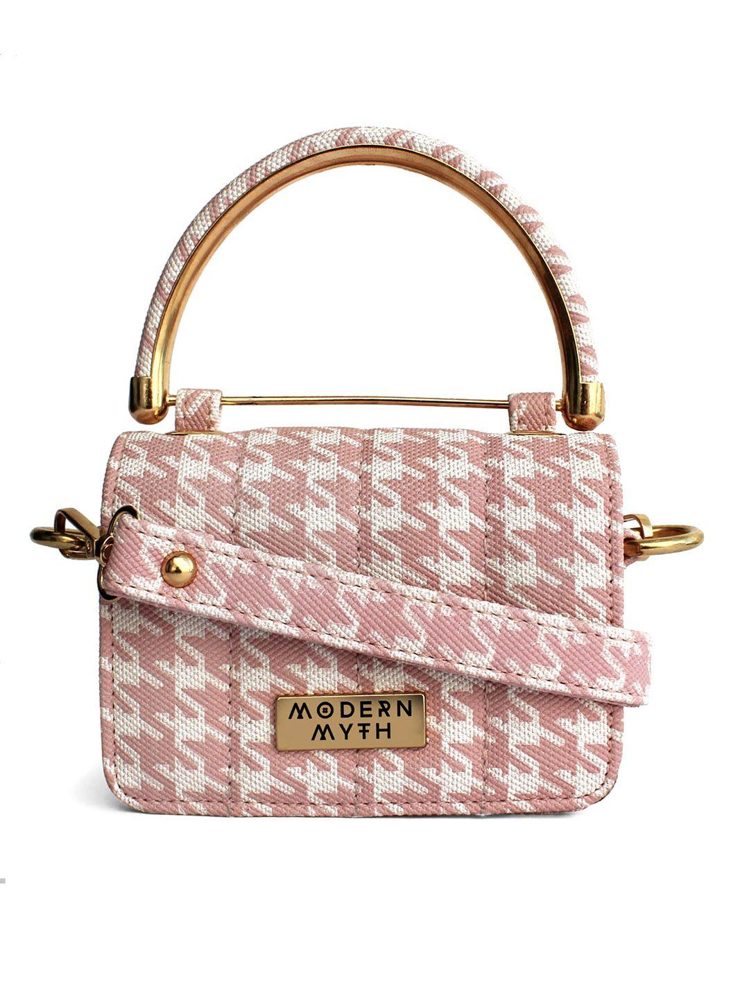 modern myth pink textured structured shoulder bag with quilted