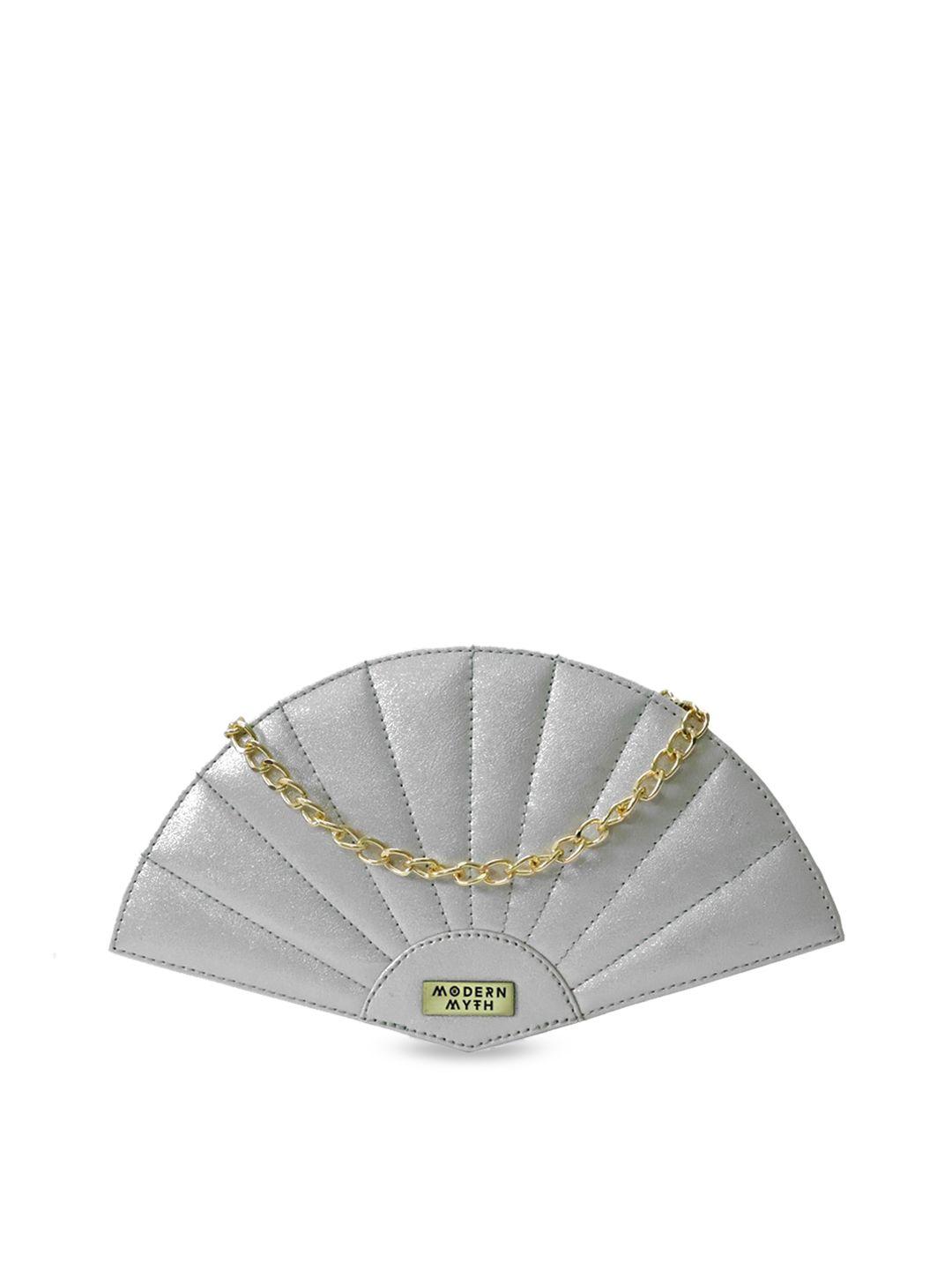 modern myth silver-toned textured fan bag