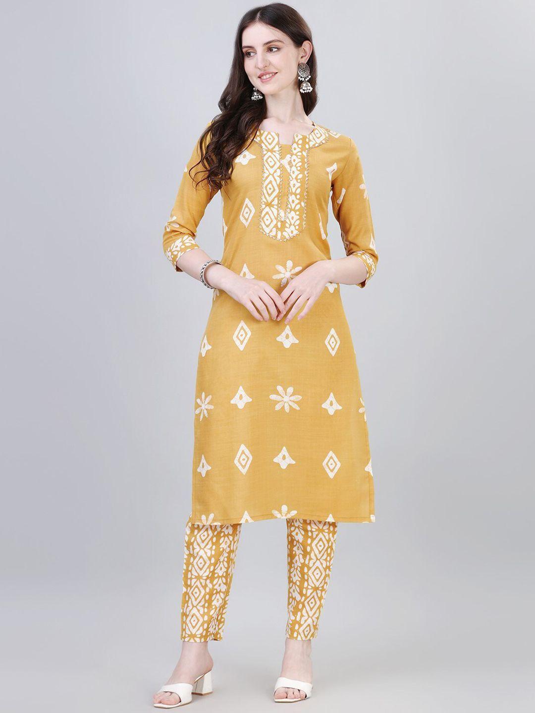 modestouze attires ethnic motifs printed straight gotta patti kurta with trousers